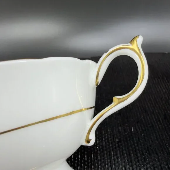 Antique Paragon Cabbage Rose Tea Cup and Saucer Set Heavy Gold Pattern England